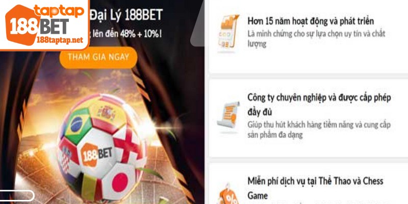 Chi tiết đãi ngộ hấp dẫn dành cho đại lý 188BET TAPTAP