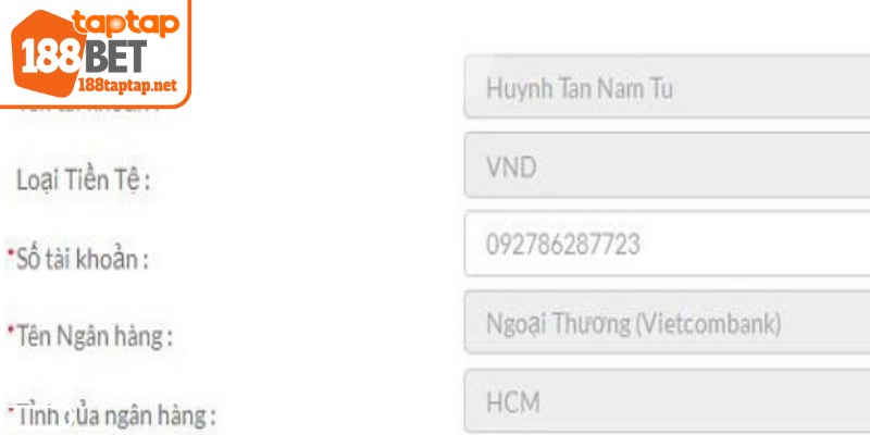 Quy trình rút tiền 188BET TAPTAP siêu tốc cho người mới